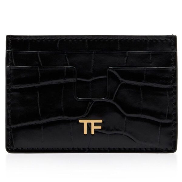 TOM FORD GRAIN LEATHER CLASSIC TF CARD HOLDER BLACK