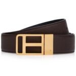 TOM FORD SMALL GRAIN LEATHER REVERSIBLE FRAMED T BELT