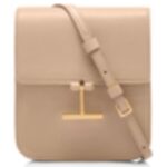 TOM FORD GRAIN LEATHER TARA MINI BAG ON STRAP LIGHT BEIGE