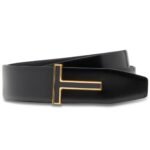 TOM FORD SMOOTH LEATHER ENAMEL BUCKLE T BELT