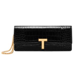 TOM FORD SHINY STAMPED CROCODILE LEATHER WALLIS CLUTCH