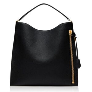 TOM FORD GRAIN LEATHER ALIX LARGE HOBO GRAPHITE