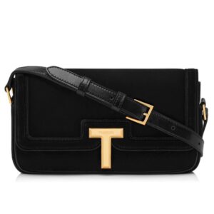 TOM FORD VELVET WALLIS E/W SHOULDER BAG BLACK