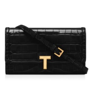 TOM FORD SHINY STAMPED CROCODILE LEATHER WALLIS WALLET ON STRAP