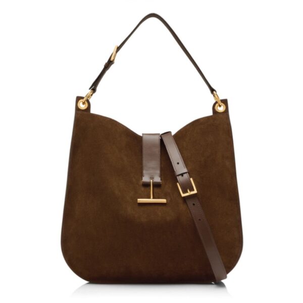 TOM FORD SUEDE LEATHER AND SMOOTH LEATHER TARA LARGE CROSSBODY