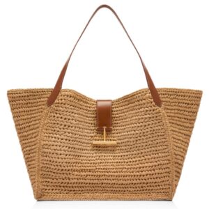 TOM FORD RAFFIA AND LEATHER TARA LARGE TOTE
