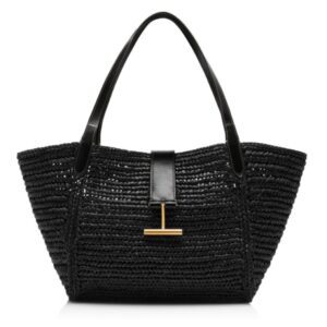 TOM FORD RAFFIA AND LEATHER TARA MEDIUM TOTE