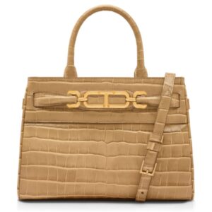 TOM FORD PRINTED CROCODILE LEATHER SMALL TOP HANDLE SAFARI BEIGE
