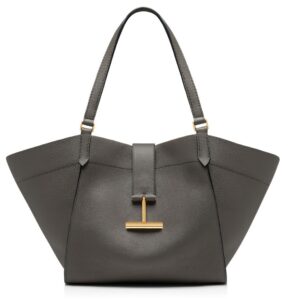 TOM FORD GRAIN LEATHER TARA MEDIUM TOTE GRAPHITE