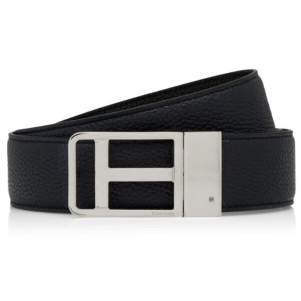 TOM FORD GRAIN LEATHER FRAMED T BELT