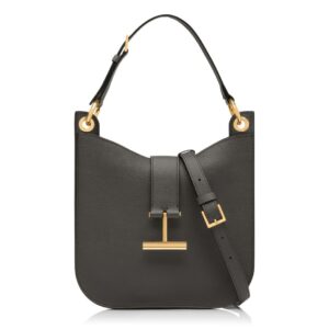 TOM FORD GRAIN LEATHER TARA SMALL CROSSBODY GRAPHITE