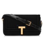 TOM FORD VELVET WALLIS E W SHOULDER BAG BLACK
