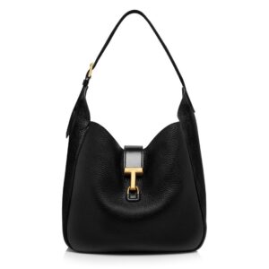 TOM FORD LEATHER MONARCH MEDIUM HOBO BLACK