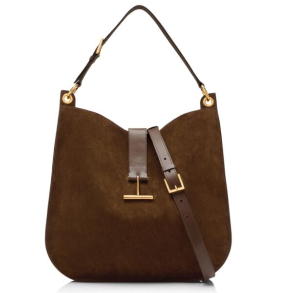 TOM FORD SUEDE LEATHER AND SMOOTH LEATHER TARA LARGE CROSSBODY