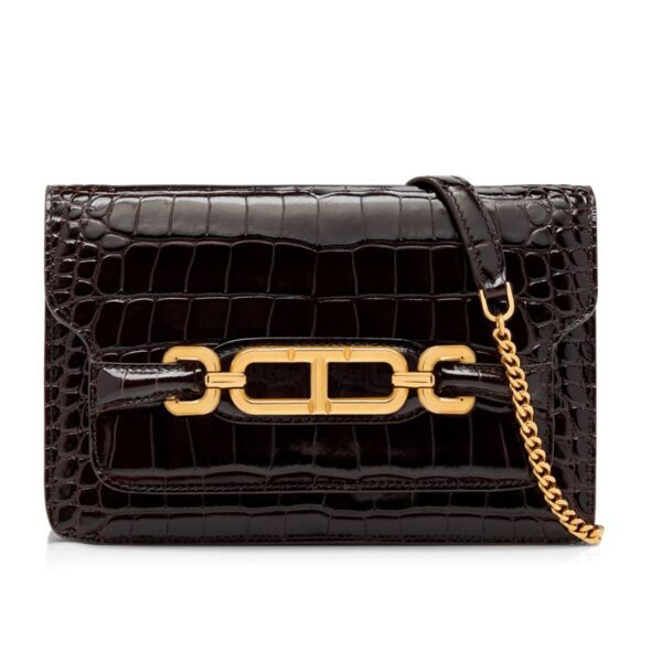 TOM FORD STAMPED CROCODILE LEATHER SMALL SHOULDER BAG SAFARI BEIGE - Image 2