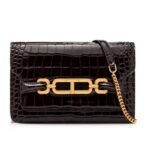 TOM FORD STAMPED CROCODILE LEATHER SMALL SHOULDER BAG ESPRESSO