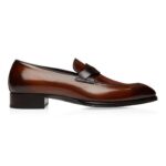 TOM FORD BURNISHED LEATHER ELKAN TWISTED BAND LOAFER MINK