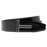 TOM FORD LEATHER ENAMEL T RIDGE BELT
