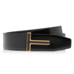 TOM FORD SMOOTH LEATHER ENAMEL INSERT T BELT