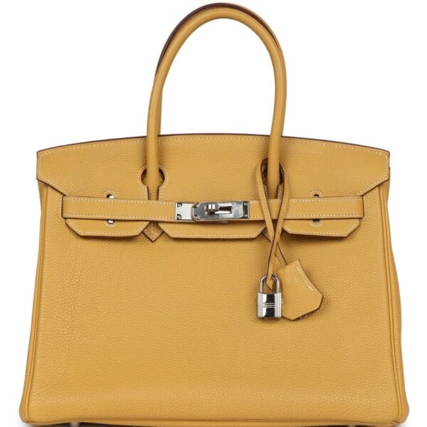 PRE-OWNED HERMÈS BIRKIN 30 CURRY TOGO PALLADIUM HARDWARE