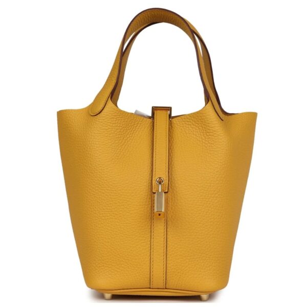 HERMÈS PICOTIN LOCK 18 JAUNE AMBRE CLEMENCE GOLD HARDWARE