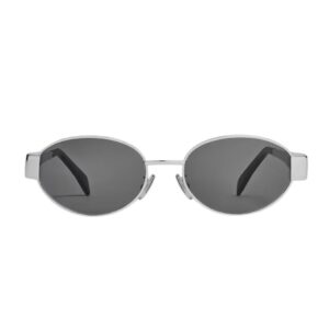 CELINE TRIOMPHE METAL 01 SUNGLASSES IN METAL SILVER-SMOKE
