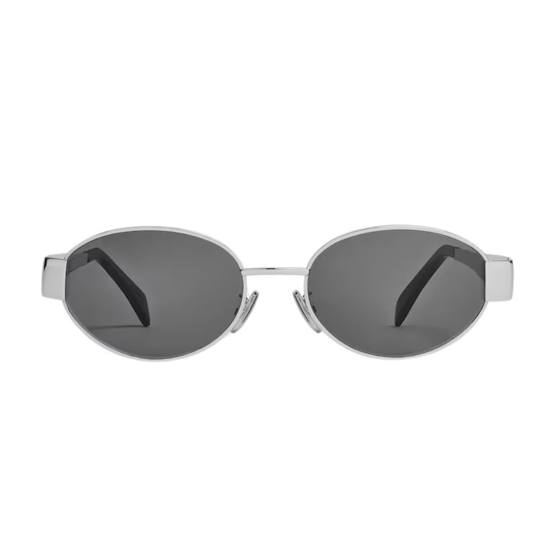 1-234-1.jpg CELINE TRIOMPHE METAL 01 SUNGLASSES IN METAL SILVER-SMOKE