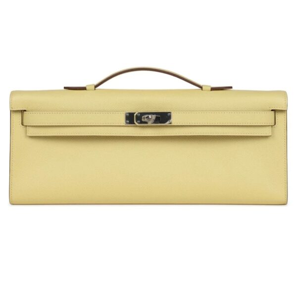 HERMÈS KELLY CUT JAUNE POUSSIN EPSOM PALLADIUM HARDWARE