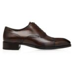TOM FORD BURNISHED LEATHER ELKAN LACE UP BURNT