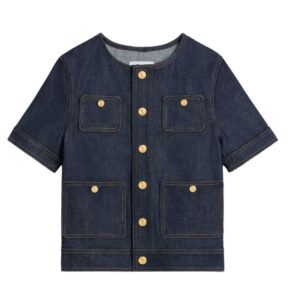 CELINE CROPPED JACKET IN RAW WASH DENIM
