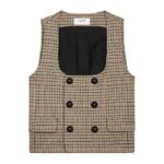 CELINE DOUBLE BREASTED VEST IN HOUNDSTOOTH WOOL