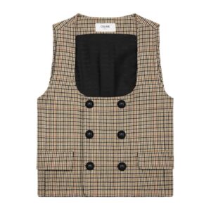 CELINE DOUBLE BREASTED VEST IN HOUNDSTOOTH WOOL