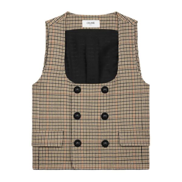 CELINE DOUBLE BREASTED VEST IN HOUNDSTOOTH WOOL