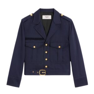 CELINE CROPPED SAHARIENNE JACKET IN DIAGONAL WOOL
