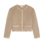CELINE EMBROIDERED CARDIGAN JACKET IN BRUSHED MOHAIR