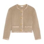 CELINE EMBROIDERED CARDIGAN JACKET IN BRUSHED MOHAIR
