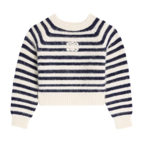 CELINE CREW NECK MARINIÈRE SWEATER IN MOHAIR AND SILK