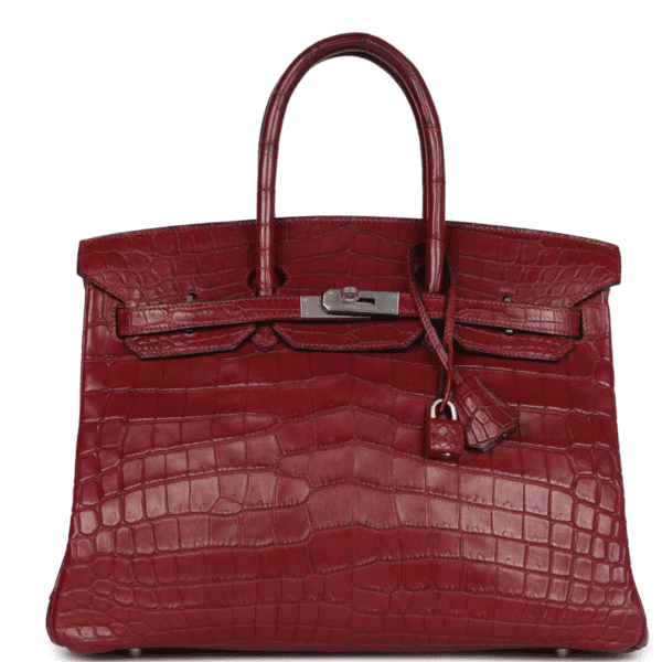 VINTAGE HERMÈS TRAVEL BIRKIN 35 ROUGE H NILOTICUS CROCODILE BRUSHED PALLADIUM HARDWARE