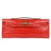 HERMÈS KELLY CUT ORANGE POPPY SHINY POROSUS CROCODILE GOLD HARDWARE