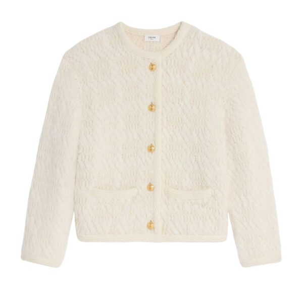 CELINE CARDIGAN JACKET IN ALPACA WOOL OFF WHITE