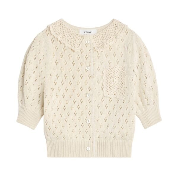 CELINE CROPPED CARDIGAN IN POINTELLE COTTON