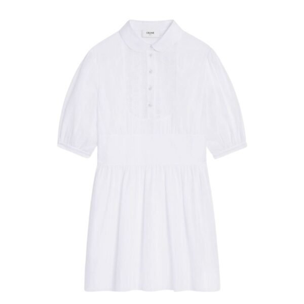 CELINE BABYDOLL MINI DRESS IN STRIPED COTTON VOILE