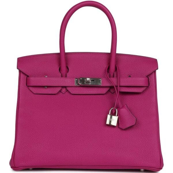 PRE-OWNED HERMÈS BIRKIN 30 ROSE POURPRE TOGO PALLADIUM HARDWARE
