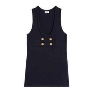 CELINE TUNIC MINI DRESS IN INTERLOCK WOOL NAVY