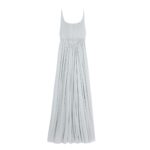 CELINE LONG DRAPED DRESS IN MUSLIN AND SILK CRÊPE