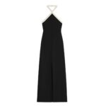 CELINE COLUMN DRESS IN SATIN LINED CREPE