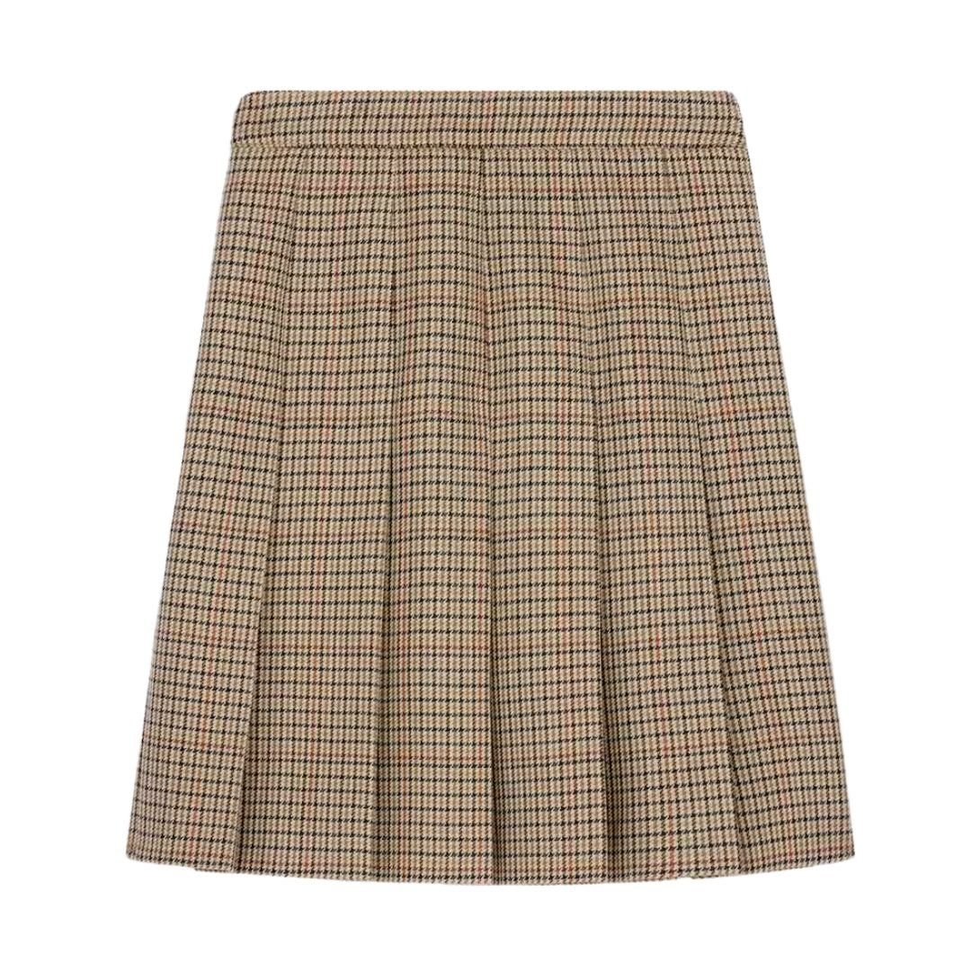 CELINE PLEATED SKIRT IN HOUNDSTOOTH WOOL