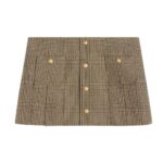CELINE PLEATED BANDEAU MINI SKIRT IN LINEN AND WOOL