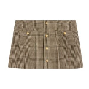 CELINE PLEATED BANDEAU MINI SKIRT IN LINEN AND WOOL