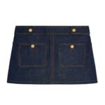 CELINE TRAPEZE MINI SKIRT IN RAW WASH DENIM